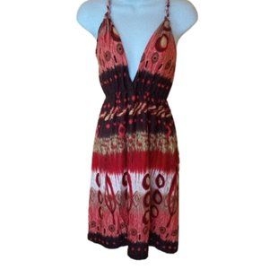 ---  Orange Brown Summer Dress Size Small